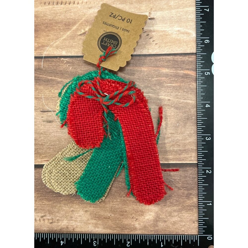 Craft Smith Burlap Candy Cane Tags 10 Pc Set - Red & Green MSEQ164